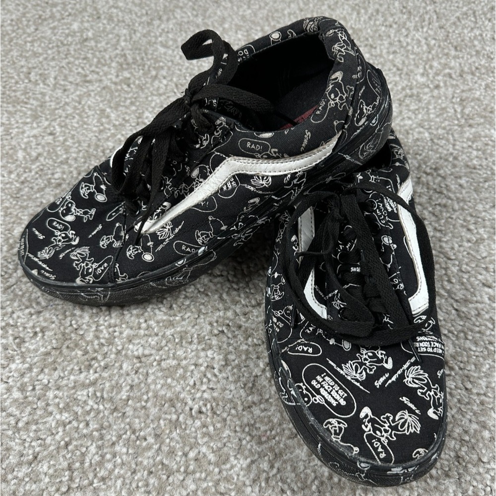Vans Old Skool X Peanuts‎ "Snoopy" Shoes Mens 7.5 Women 9 Black Sneakers
